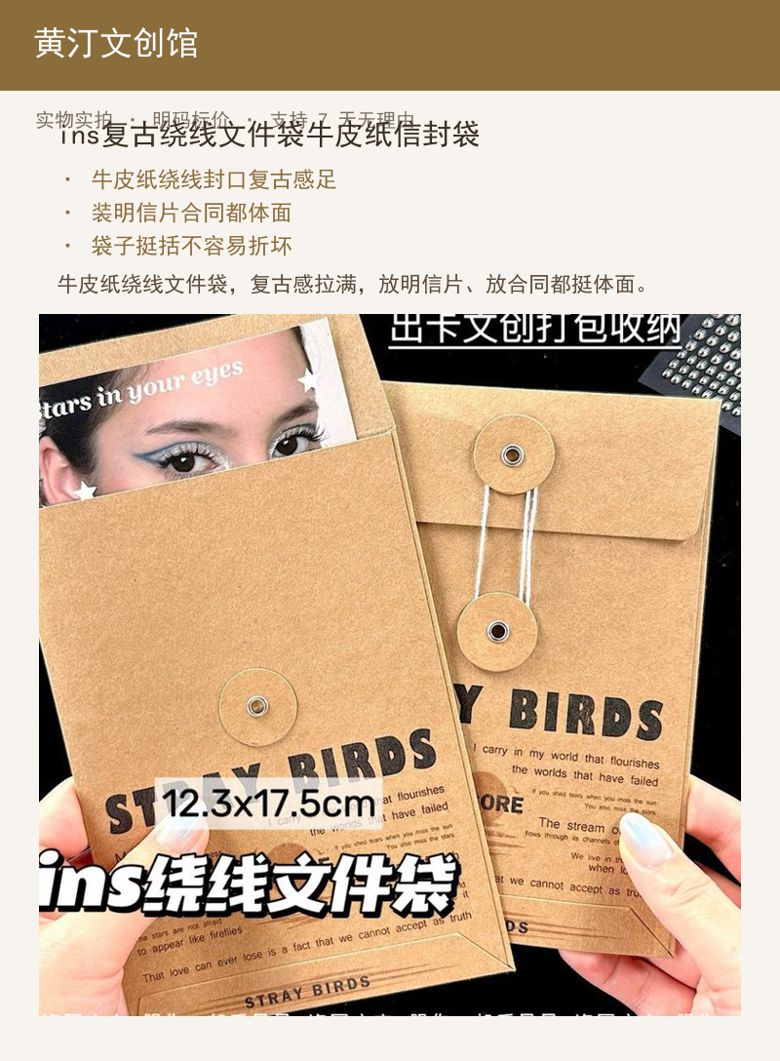 ins复古绕线文件袋牛皮纸信封袋 详情图
